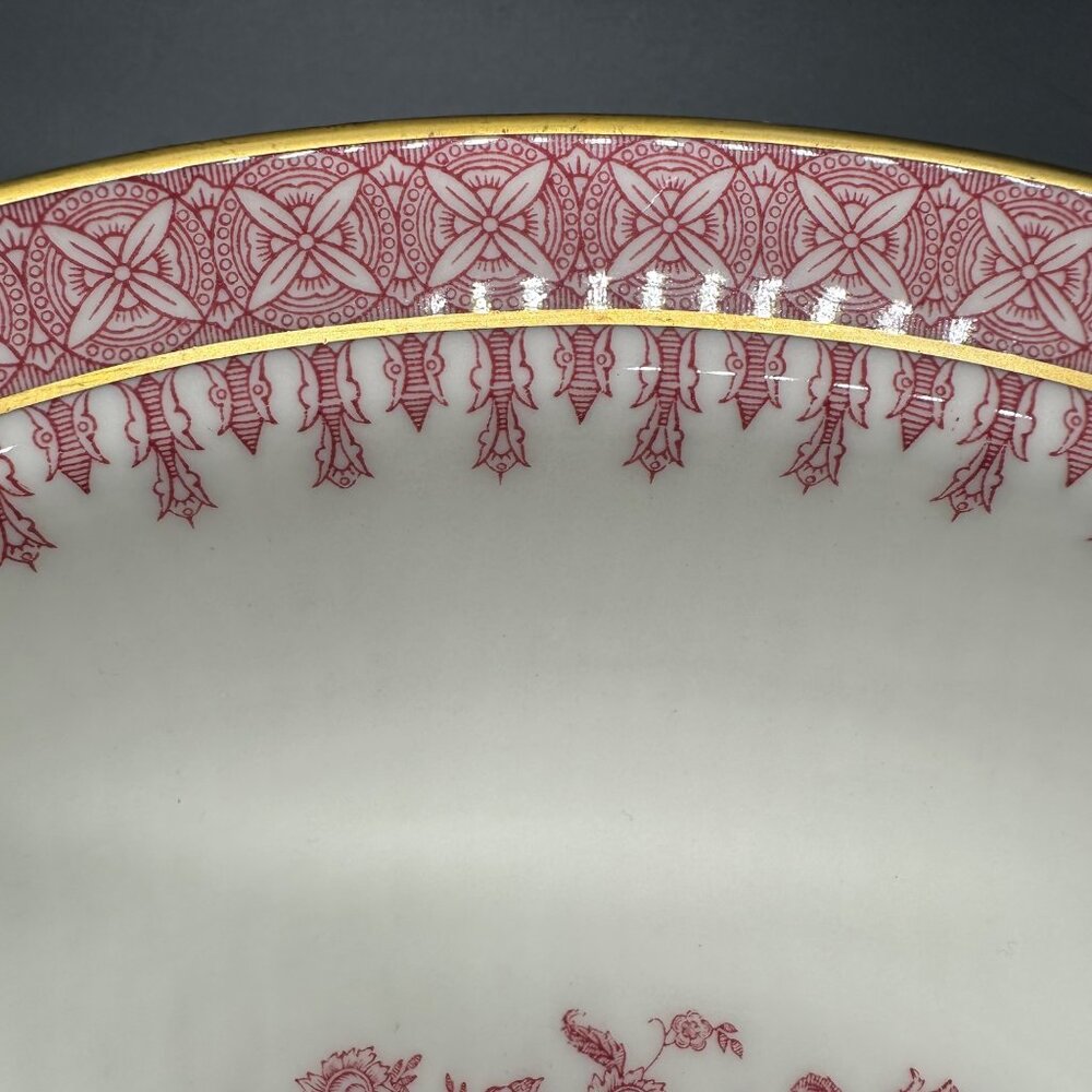 Vintage Oval Vegetable Serving Bowl Theodore Haviland Cambridge Crimson Tree 50s - Picture 6 of 9